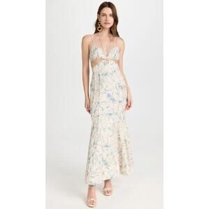 Significant Other Anica Maxi Dress Linen Cottage Summer Beachy Floral Boho Sz 2